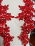 1 Pair Rhinestones Lace Applique Accessories Handsewing Glass Beads Stones Trim Patches for DIY Girl Wedding Dress Decorations (Red)...