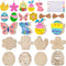 Max Fun 60PCS Wood Cutouts for Crafts Unfinished Ornaments DIY with Bunny to Paint for Kids Party Decorations Decor with Hanging Egg Shapes & Draw...