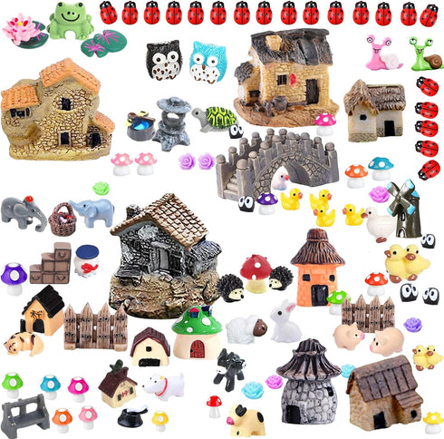 105 Miniature Fairy Garden Accessories, Fairy Garden Kit, Fairy Garden Animals, Miniature Figurines, Micro Landscape Ornaments Kit, Garden DIY Kit...