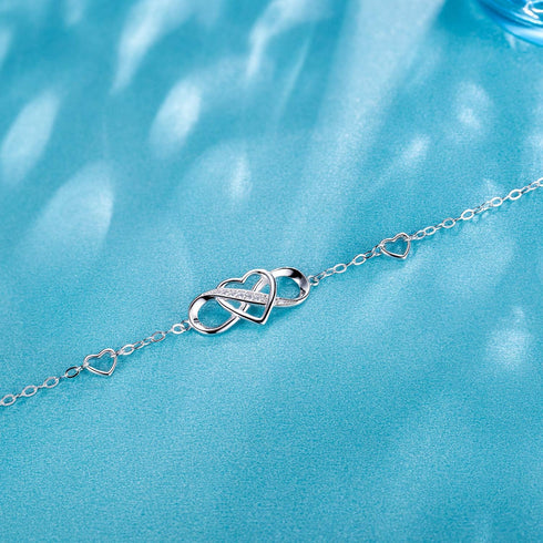 Billie Bijoux Women Bracelets 925 Sterling Silver Infinity Heart White Gold Plated Cubic Zirconia Adjustable Bracelet Best Gifts for Women...