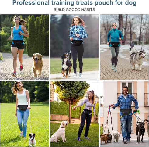 Newest Dog Treat Training Pouch, Dog Food Bag, Dog Treat Bag Magnetic Closure, Pet Training Bag for Puppy Training (Black - with 2 Zip Pockets)...