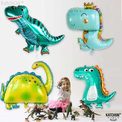 KatchOn Huge Dinosaur Balloons - 38 Inch, Pack of 4 | Dino Balloons for Baby Dinosaur Party Decorations...