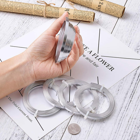 Fashewelry 5mm Aluminum Flat Bendable Craft Wire Silver 32.8Ft Nose Wire for Christmas Tree Decoration Face Masks Sculpture Resin Bezel Frame Jewe...
