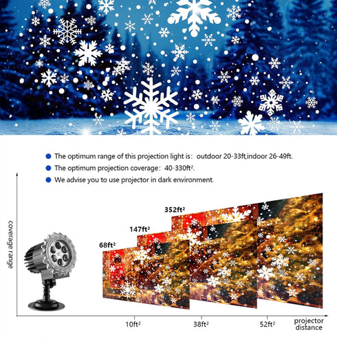 Christmas Snowflake Lights,Upgraded 9W High Brightness Led Snowflake Projector Lights Outdoor,Waterproof Snowfall Projector Lights for Xmas,Party,...