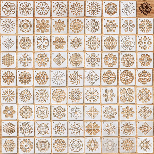 80 Pieces 3 x 3 Inch Mandala Reusable Plastic Art Craft Kits for DIY Painting Art Projects Wood Wall Floor Fabric Furniture Tile Holiday Stencils ...