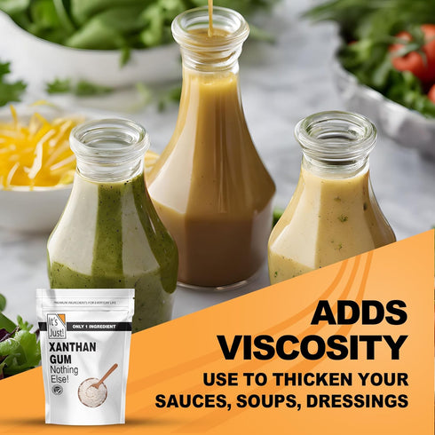 It's Just - Xanthan Gum, 8oz, Batch Tested Gluten Free, Keto Baking, Non-GMO, Thickener for Sauces, Soups, Dressings, Packaged in USA...