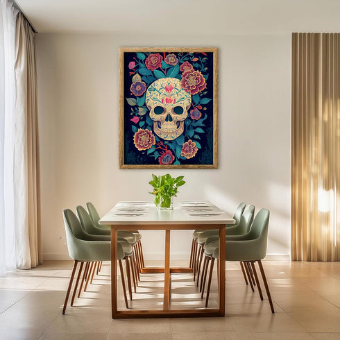 Posterizer 1 pcs-flowers and chinoiserie sugar skull-Abstract & Modern Art-Holiday Poster Collection-Gift for Men Women Entrepreneur Teens - UNFRA...