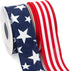 Ribbli Patriotic Ribbon Wired,2 Rolls Navy Star and Red Stripe Burlap Ribbon,1-1/2 Inch Total 60 Feets(20 Yards),Patriotic Ribbon for Crafts,Wreat...