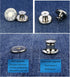 12 Sets Silver Jeans Buttons Replacement 17mm No Sewing Metal Button Repair Kit Nailess Removable Jean Buttons Replacement Combo Thread Rivets and...