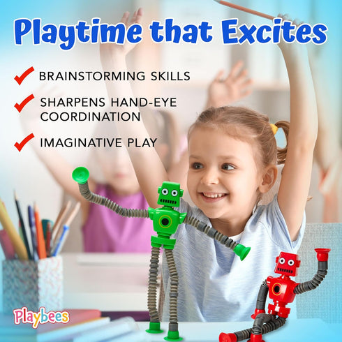 Telescopic Suction Cup Robot Toys 6-PACK Shape Changing Educational Fidget Toys with Remote Control Sensory Toys ADHD Autistic Stimulating Creativ...