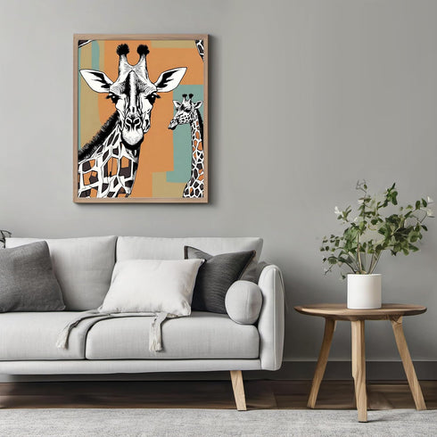 Posterizer 1 pcs-maximalist cute giraffe with retro background 2-Art for Animal Lovers-GIft for Men Women Teens-Decor for Home & Office- unframed ...
