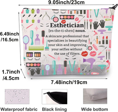 Esthetician Definition Cosmetic Bag Cosmetology Beautician Gift Beauty Skincare Zipper Pouch Bag Beautician Merch (Esthetician)...