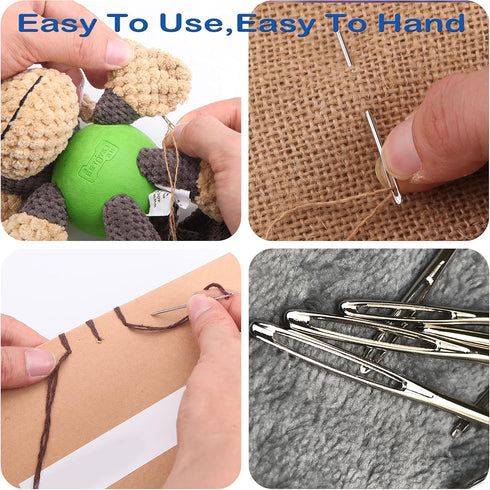 Orrdice 18+1PCS Large Eye Blunt Needles, Stainless Steel Yarn Knitting Needles, Sewing Needles, Crafting Knitting Weaving Stringing Needles,Perfec...