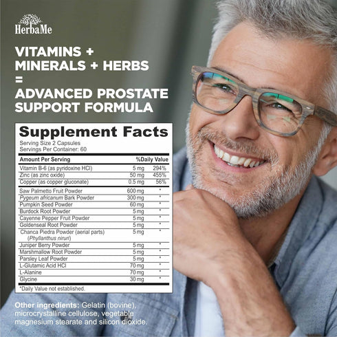 Prostate Support Supplement for Men with Saw Palmetto, Pygeum Bark, Pumpkin Seed and Zinc, Urinary Tract Health and Hair Growth, DHT Blocker and B...