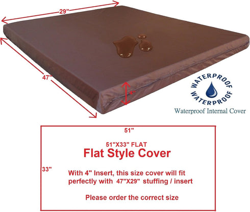 Dogbed4less 1 Pack Internal Duvet Case Waterproof Zipper Dog Bed Cover for Extra Large 47"x29"X4" Memory Foam Pad Pet Bed - 51"X33" FLAT...