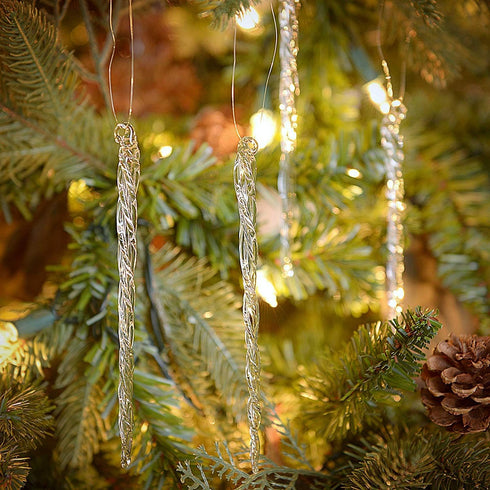 Kurt Adler Glass Icicle Christmas Ornaments 12 Piece...