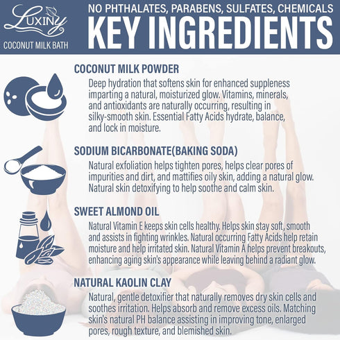 Vegan Milk Bath Soak Made with Moisturizing Coconut Milk Powder, Essential Oil, & Sweet Almond Oil, for a Bath Soak That is Relaxing & Soothing to...