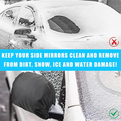 6 PCS Waterproof Side View Mirror Covers, Frost Guard Mirror Cover, Car Mirror Accessories with Drawstrings, Snow Ice Mirror Protective Equipment ...