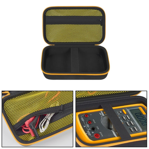 Comecase Hard Carrying Case for Fluke 87-V/ 87V Max/ 88V Digital Multimeter, Protective Travel Storage Bag - Black + Yellow Pocket...