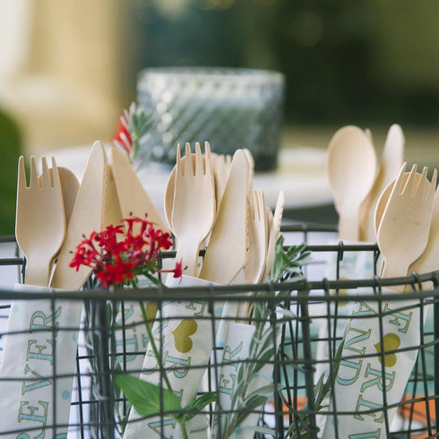 HUJI Eco- Friendly Wooden Spoons - Disposable Wood Cutlery! 50 Spoons 6.1"...