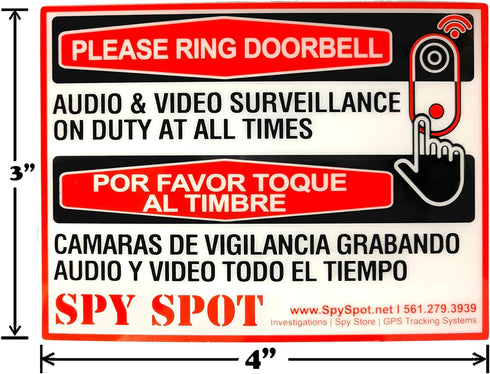 Nest Ring the Bell Stickers | Set of 2 | 4" x 2.5" | Vinyl Decals Audio & Video Surveillance Doorbell Weatherproof UV Resistant Laminate...
