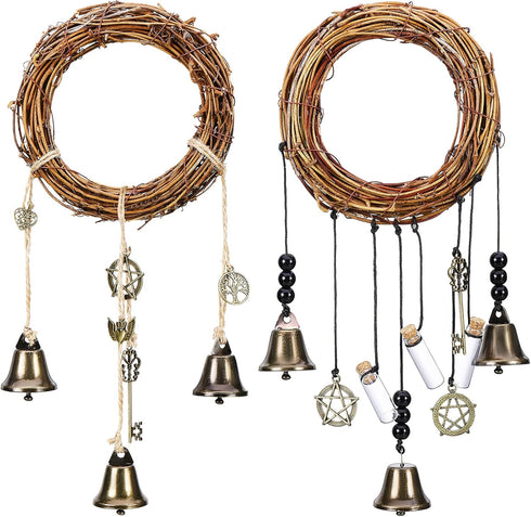 2 Pieces Witch Bells Protection for Door Knob Hanger Wiccan Wind Chimes Witchy Things Clear Negative Energy Attracts Positive Witchcraft Wicca Sup...