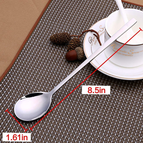 IQCWOOD Spoons, 8 Pieces Korean Spoon, 8.5 Inch Stainless Steel Table Soup Spoons with Long Handles for Home, Kitchen, or Restaurant Flatware Set...