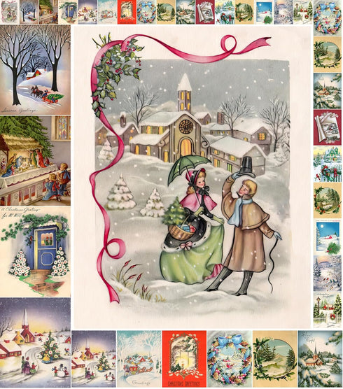 Decoupage Paper Pack (35 Sheets 6"x8") Christmas Scenery FLONZ Vintage Styled Christmas Pictures Cards for Decoupage, Craft and Scrapbooking...