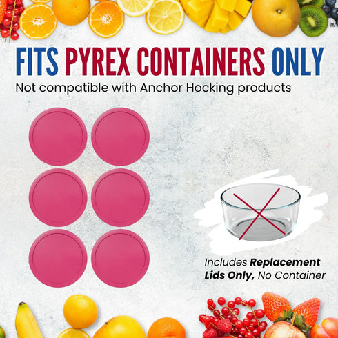 Replacement Lid for Pyrex 6" Storage Plastic Cover 4 Cup Bowl 7201-PC Fuchsia (6-Pack)...