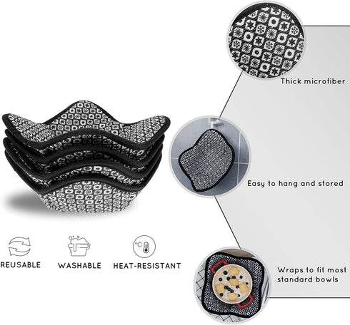 Sheff Microwave Bowl Cozy Huggers Set of 4 – Durable and Reliable – for Hot and Cold Bowls, Plates and Dishes Bowl Holder for Microwave – Bowl Coz...