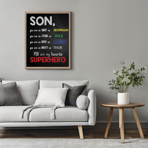 Posterizer 1 pcs-Son You Are My Favorite Superhero-Movie & Cinema Art-Typography Art-decor for Boys, Teens Bedroom- UNFRAMED Wall Art...