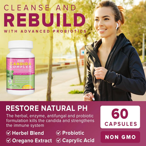 Candida Complex | Boost Your Immune System | All Natural Gut Cleanse with Herbs, Antifungals, Enzymes and Probiotics | Eliminates Candida | Preven...