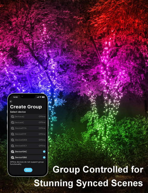 echosari Smart String Lights 100 LED 33Ft RGB Built in Chip Fairy Lights with Remote & App Control, 16 Million Color Changing Christmas Trees Ligh...