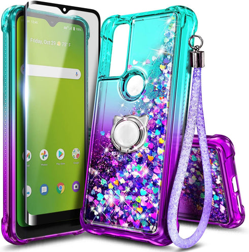 NZND Case for AT&T Radiant Max 5G, Cricket Dream 5G/AT&T Fusion 5G/Innovate 5G with Tempered Glass Screen Protector, Ring Holder/Wrist Strap, Spar...
