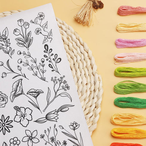 Patemby 50Pcs Water Soluble Embroidery Stabilizers, Stick and Stitch Embroidery Paper with Pre-Printed Flowers and Leaves Pattern Transfers for Ha...