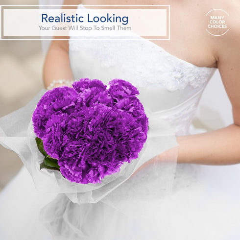 Royal Imports Artificial Carnations, Silk Faux Flowers, for Funeral Arrangements, Wedding Bouquets, Cemetery Wreaths, DIY Crafts - 100 Single 5" S...