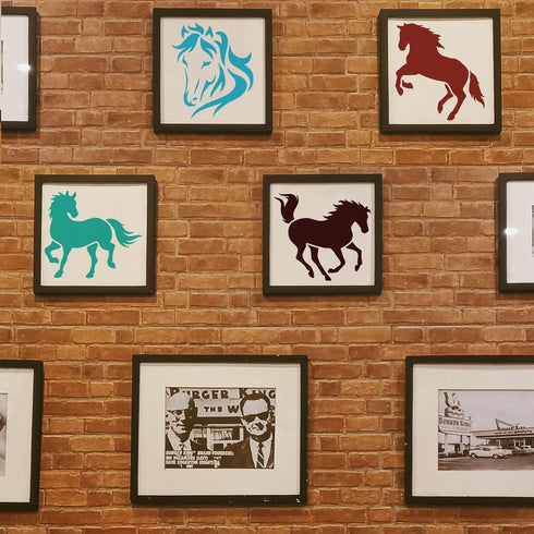 FINGERINSPIRE 9 Pcs Horses Stencil 5.9x5.9inch Reusable Horse Farm Running Horse Painting Template DIY Horse Head Drawing Stencil Animal Steed Dec...