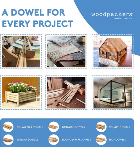 Wooden Dowel Rod, 3/16 Inch x 6 Inch Wood Dowels, Pack of 50 Wooden Dowels for Crafts, Unfinished Hardwood Wooden Dowels Rods, Strong Wood Rod Dow...