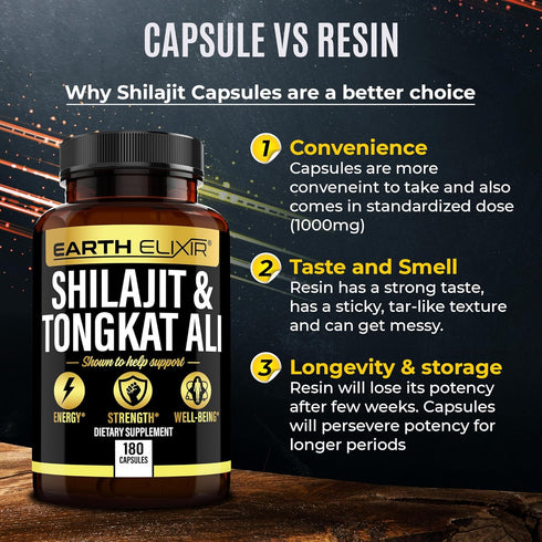 Shilajit 1000mg & Tongkat Ali 400mg (180 capsules) Made in USA-Shilajit Supplement (20% Fulvic Acid) Shilajit Pure Himalayan Organic & Tongkat Ali...