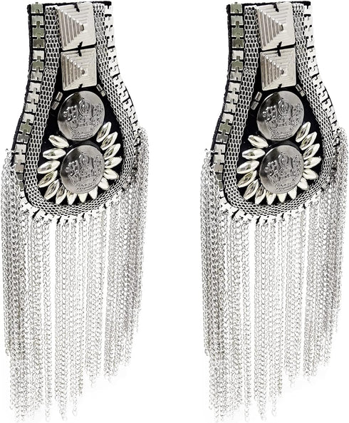 Honbay 1 Pair of Metal Tassel Chain Shoulder Epaulets Shoulder Boards Badge Fixed with Pins for Men and Women...