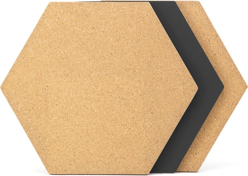 U Brands Hexagon Double-Sided Bulletin Tiles, Cork and EVA Foam, 12” x 10.4”, 3 Count...
