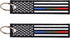Thin Blue Green Red Line American Flag Keychain Tag with Key Ring & Carabiner 2-Pack - Police, Military, Firefighters...