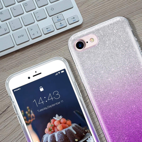 MATEPROX Compatible with iPhone Se 2022 case,Glitter Bling Sparkle Cute Girls Women Protective Case (Gradient Purple)...