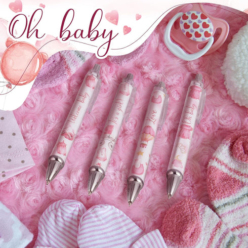 24 Pcs Baby Shower Ballpoint Pens Favors Bulk Retractable Ballpoint Pen Black Ink with Baby Shower Gifts for Guests School Supply(Girl)...
