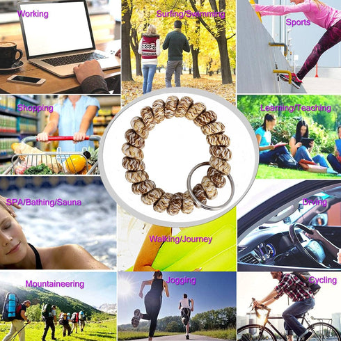 BIHRTC Pack of 6 Keychain Bracelet key Holder Wristlet Wrist Key Chain Spring Wristband Flexible Spiral Wrist Coil Spring Key Chain Stretchable Sp...
