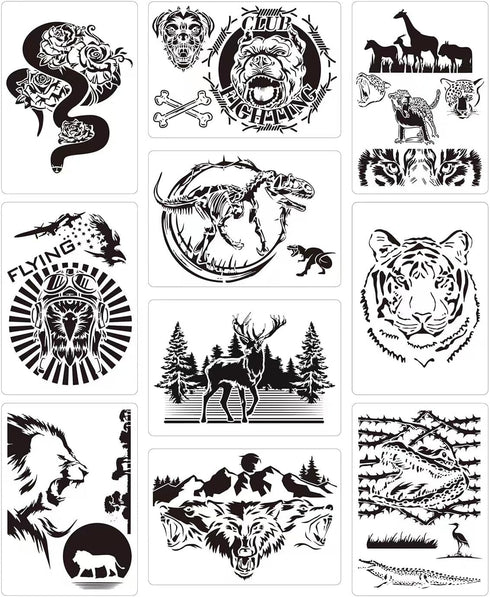 Animal Stencils for Painting, 10 PCS Reusable Forest Wildlife Drawing Template DIY Stencils for Painting on Wood Wall Card Rock Decor...