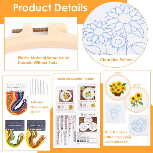 5 Set Embroidery Stitches Practice Kit,Embroidery Kit for Beginners with Embroidery Patterns,Beginner Embroidery Kit......