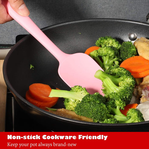 Heat Resistant Silicone Spatulas Set 6pcs, Seamless Design Non-Stick Mixing Spatulas with Stainless Steel Core, Premium BPA-Free Rubber Spatula Ba...