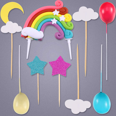15 Pieces Rainbow Cake Decorations Rainbow Cake Toppers for Birthday Decorations Wedding Party Favors Supplies...