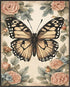 Posterizer 1 pcs- Yellow butterfly and pink pretty flowers-Art for Animal Lovers-Floral Botanical Art-Gift for Men Women Teens-Living Room Bedroom...